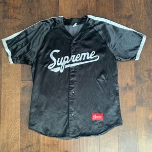 Supreme Black Satin Baseball Button Up size XL